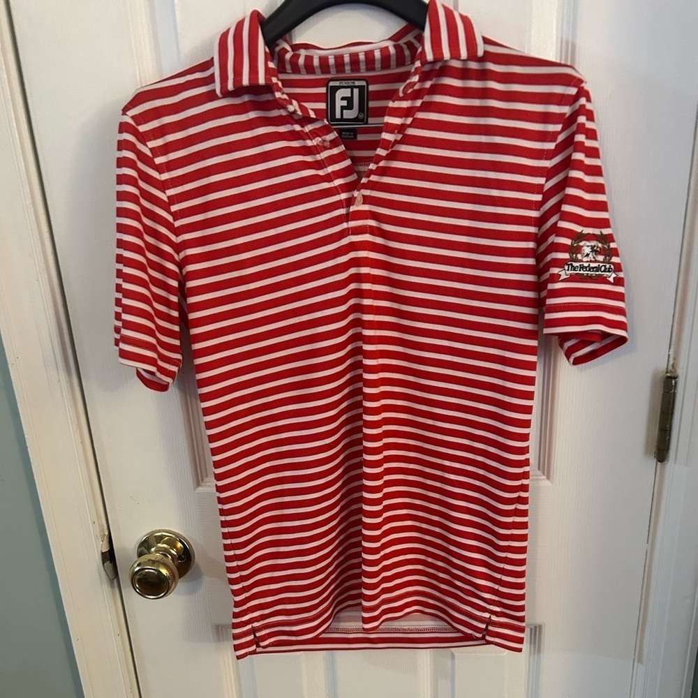 FootJoy Junior's Striped Pique Self Collar Polo
